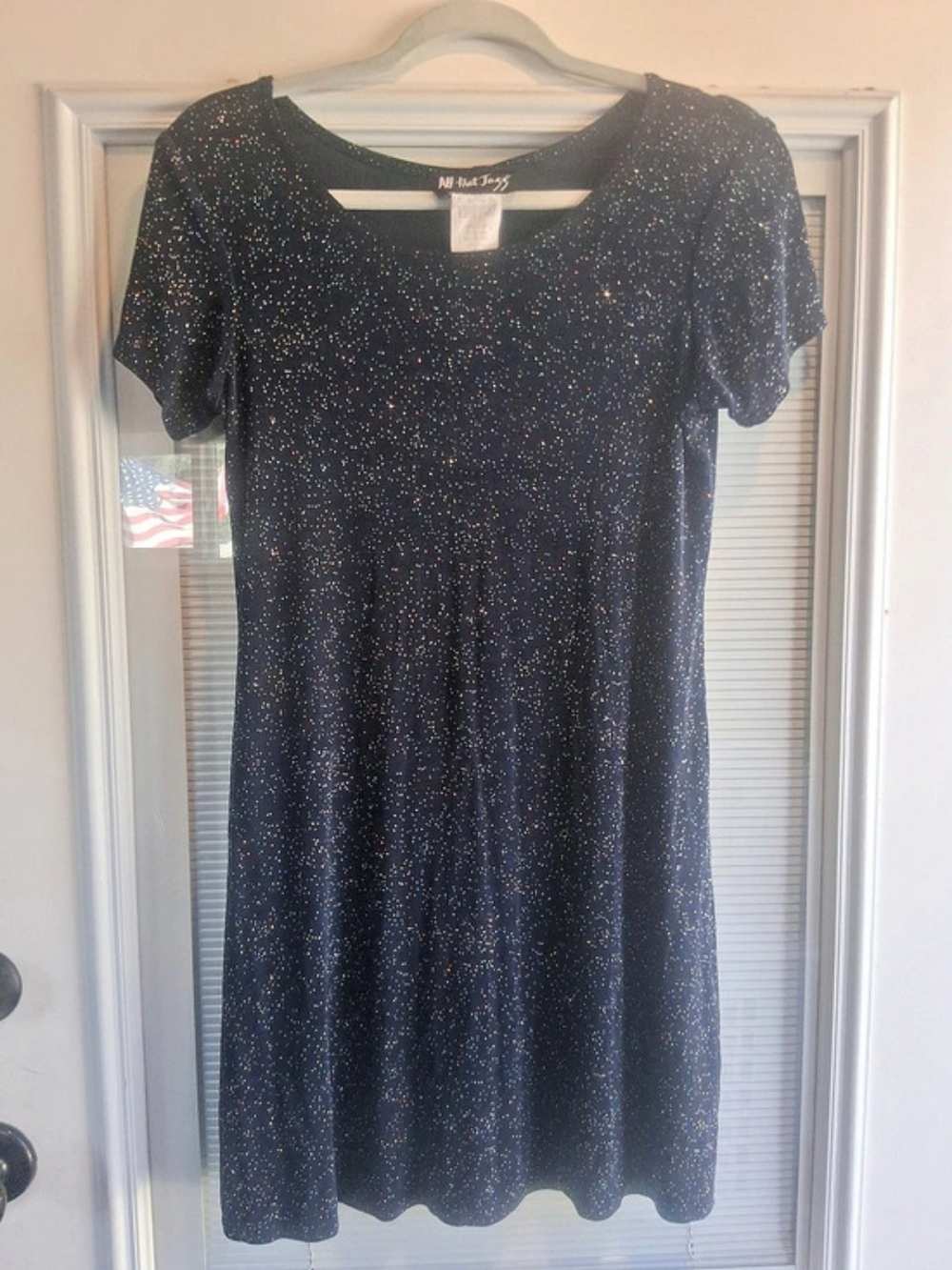Vintage All That Jazz Sparkle Mini Dress in Navy Blue Size Large Like New